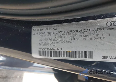 2016 Audi A6 2.0T Premium Plus z USA, uszkodzony, nr VIN WAUGFAFC6GN072271